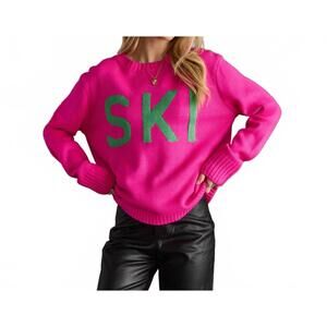 NEW PANACHE APPAREL women's ski sweater in bright pink